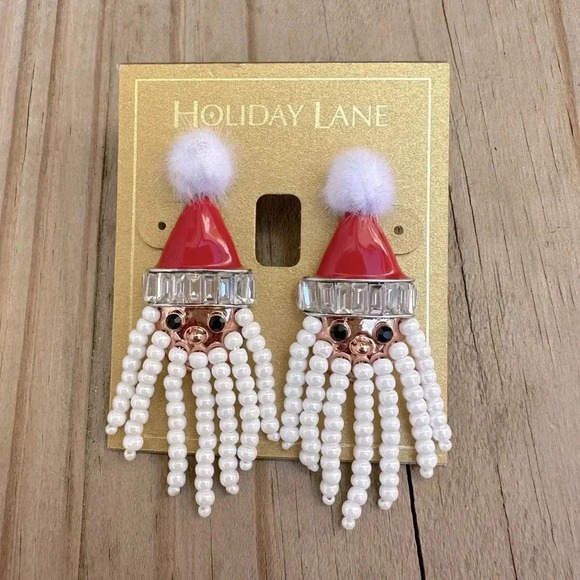 SANTA CHRISTMAS PEARL CHARTER CLUB EARRINGS - Picture 3 of 11